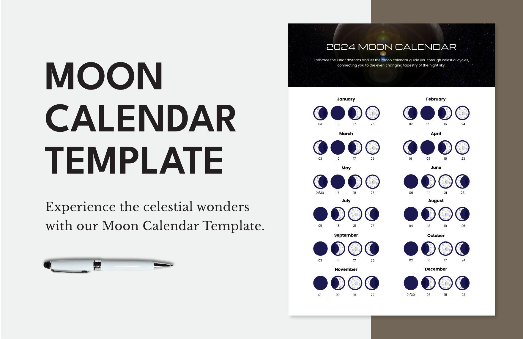 Moon Calendar Template In Word PDF Google Docs Download Template