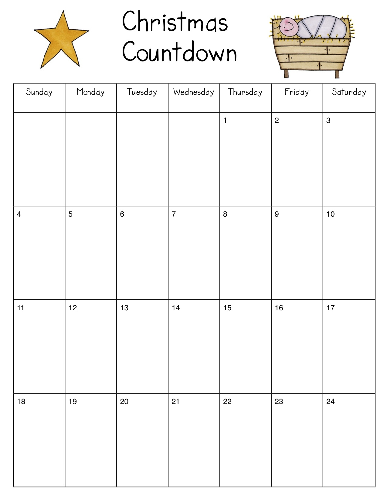 Nativity Advent Calendar Kindergarten Nana