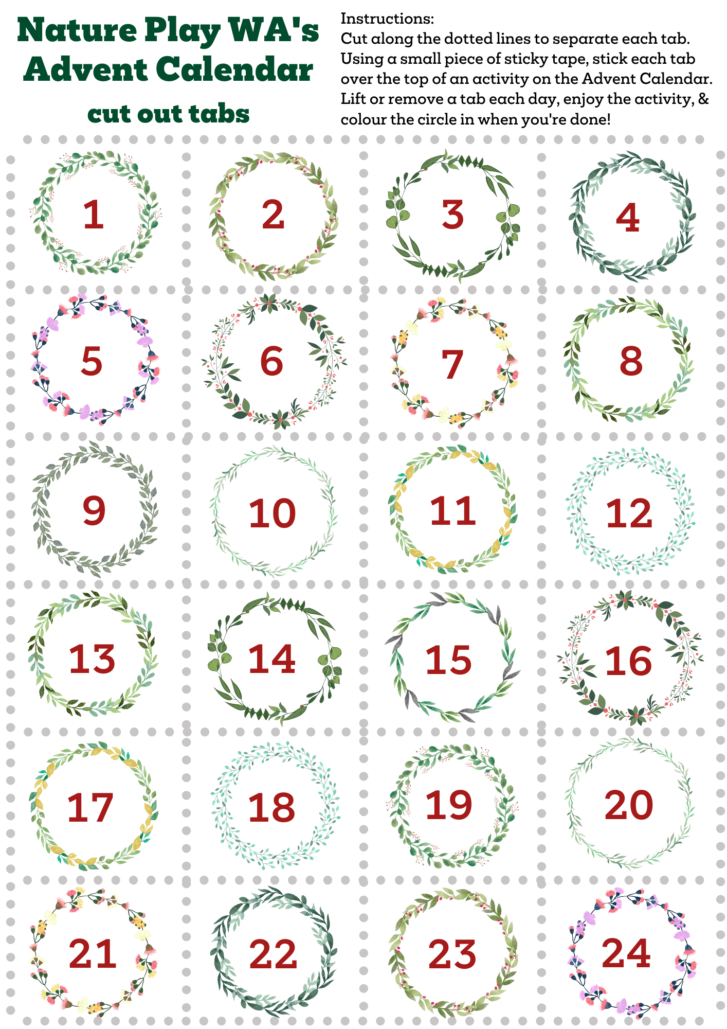 Advent Calendar Printable