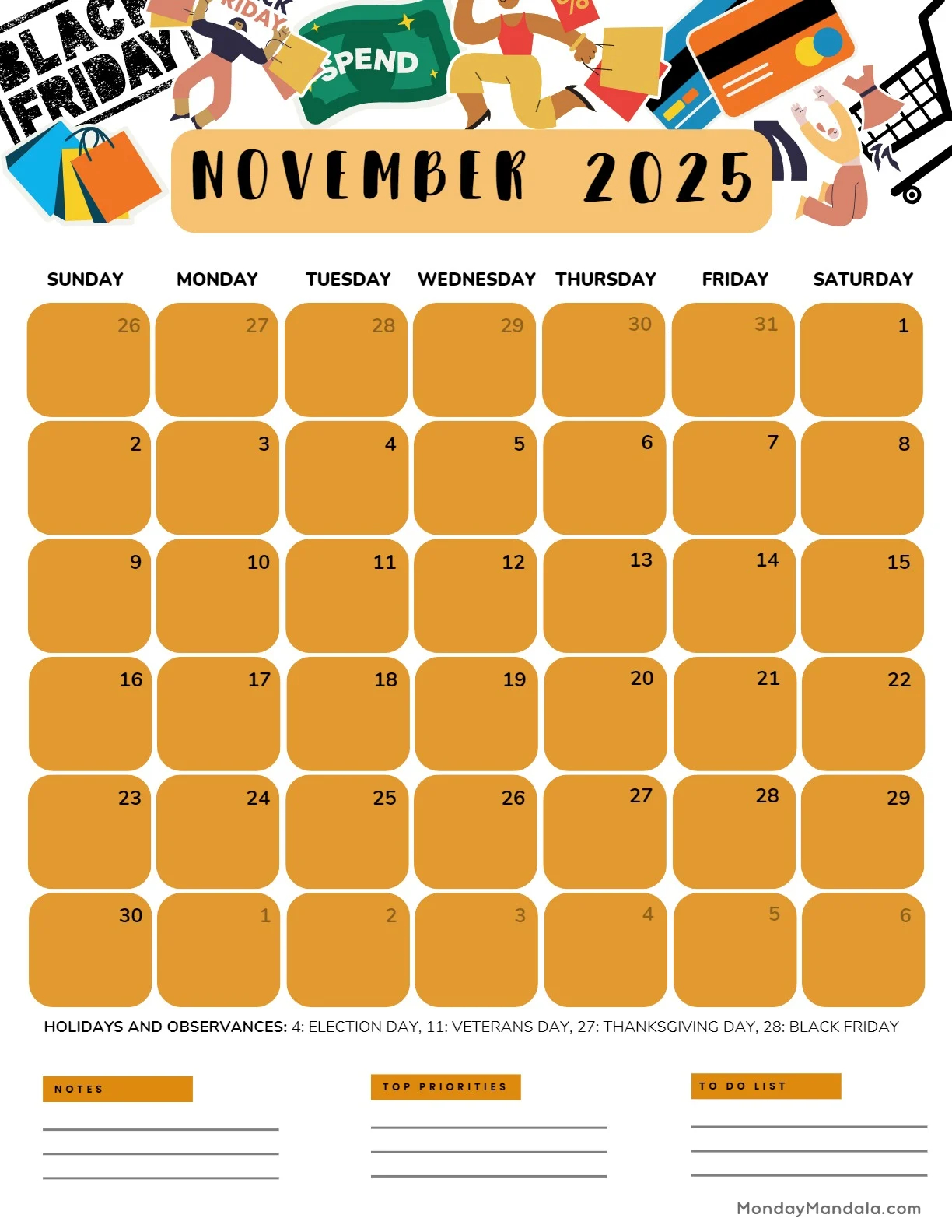 November 2025 Printable Calendar