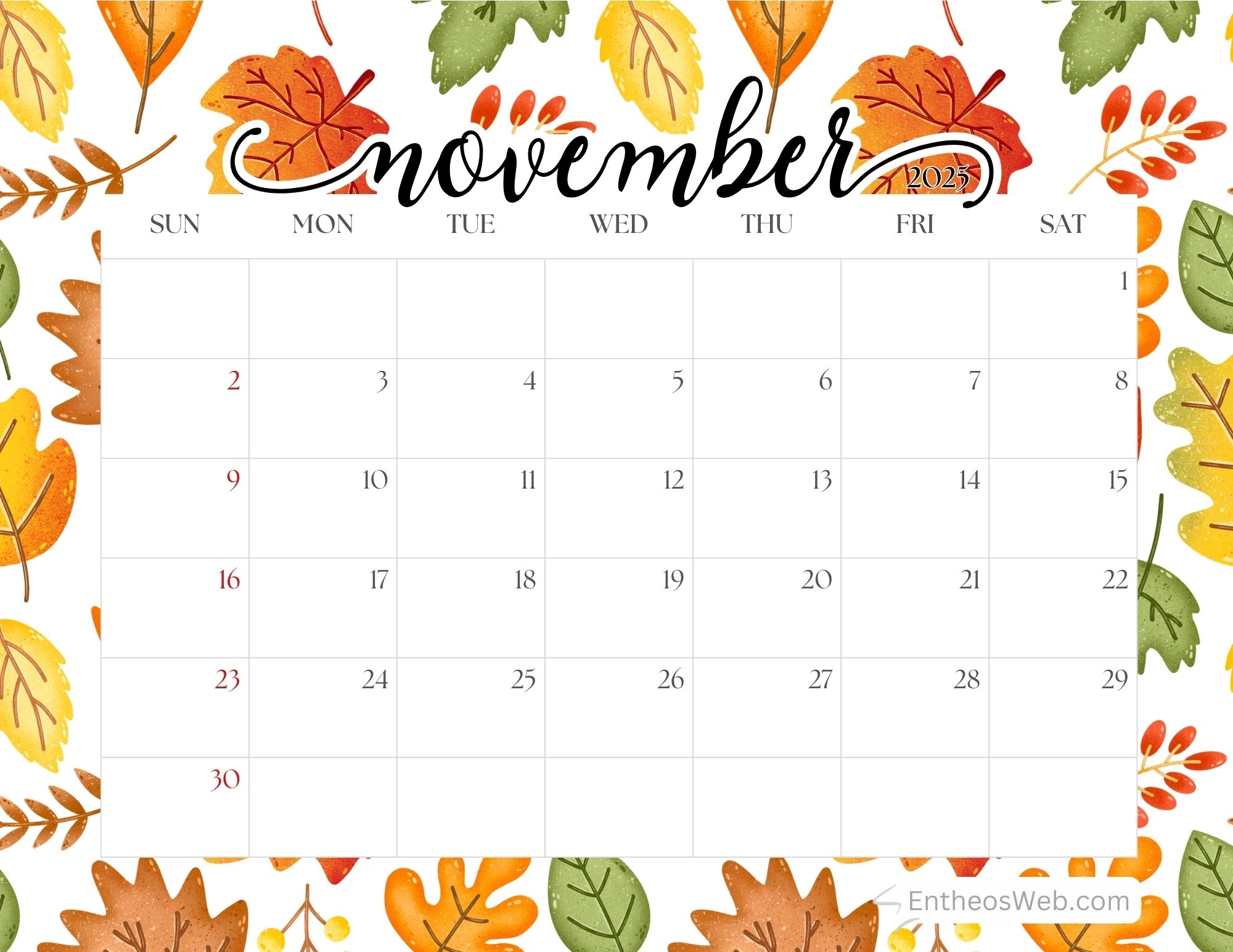 November 2025 Calendar Printables EntheosWeb November 2025 Calendar Printables EntheosWeb