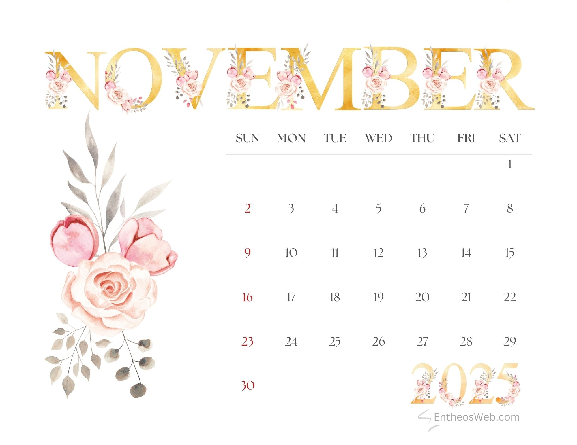 November 2025 Calendar Printable