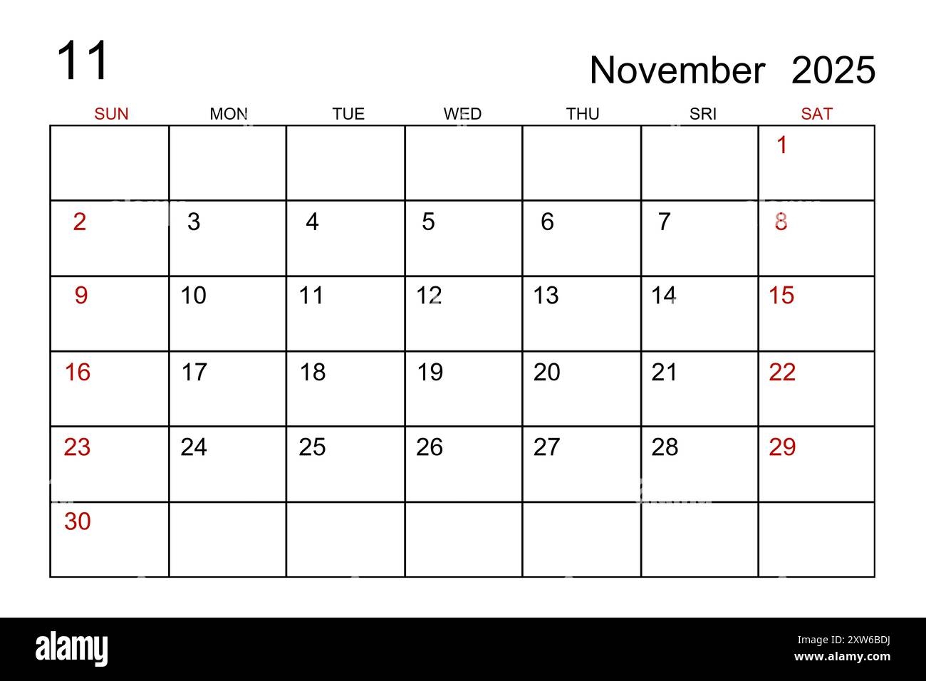 November 2025 Calendar Template On White Paper Background Stock Photo Alamy November 2025 Calendar Template On White Paper Background Stock Photo Alamy