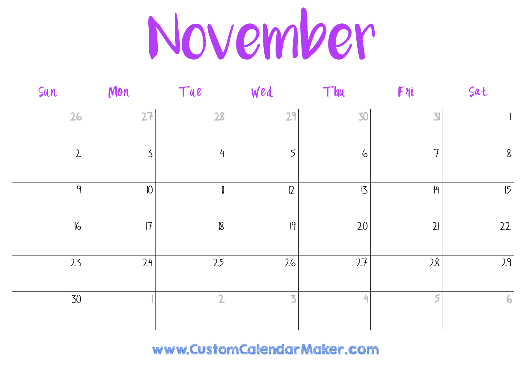 november 2025 printable calendar 23 free templates pdf custom calendar maker