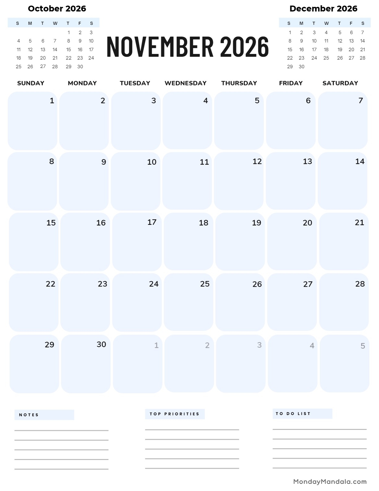 November 2026 Calendars 52 Free Printable PDFs 