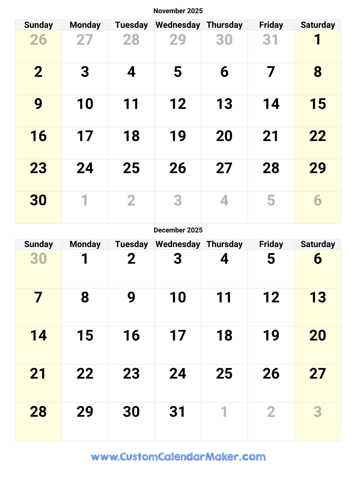 December 2025 Calendar Printable Pdf
