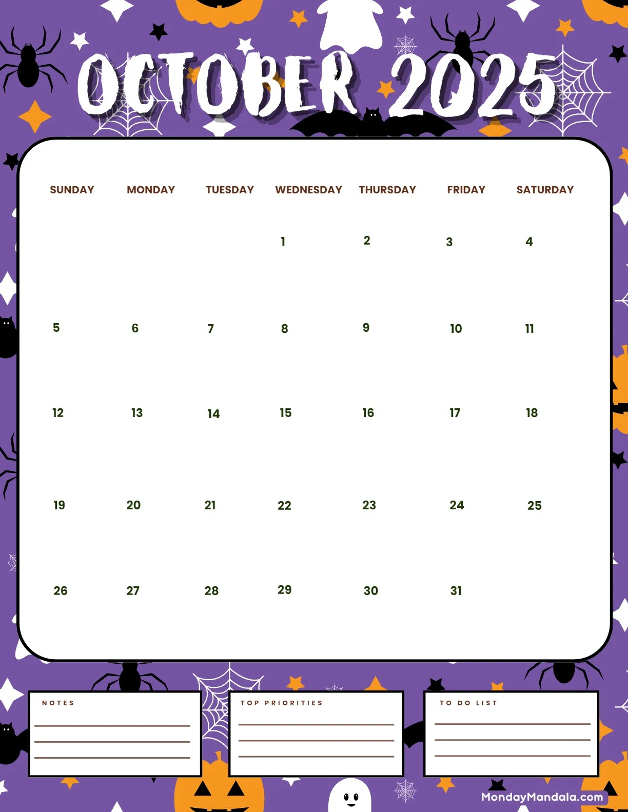 October 2025 Calendar 52 Free PDF Printables October 2025 Calendar 52 Free PDF Printables