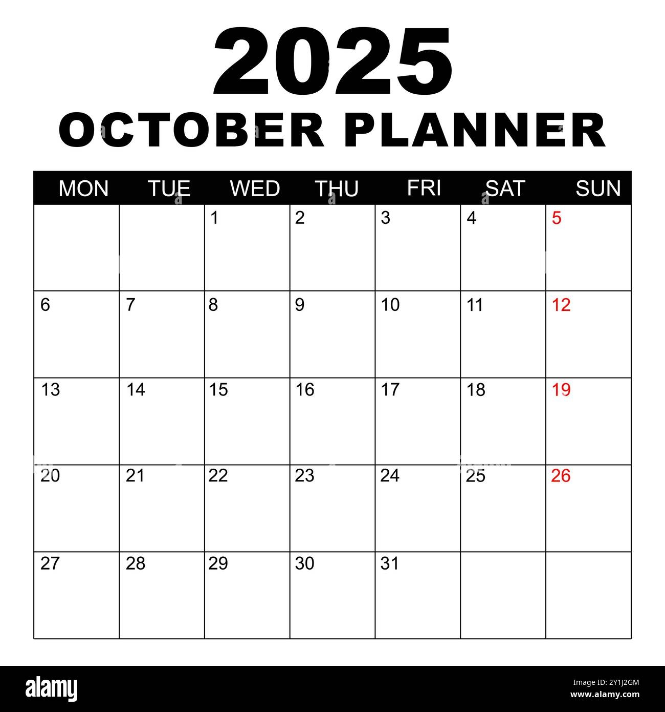 Blank October Calendar 2025 Printable