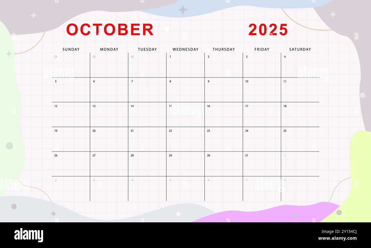 October 2025 Monthly Planner Cute Calendar Template Sunday Start Vector Design Stock Vector Image Art Alamy October 2025 Monthly Planner Cute Calendar Template Sunday Start Vector Design Stock Vector Image Art Alamy