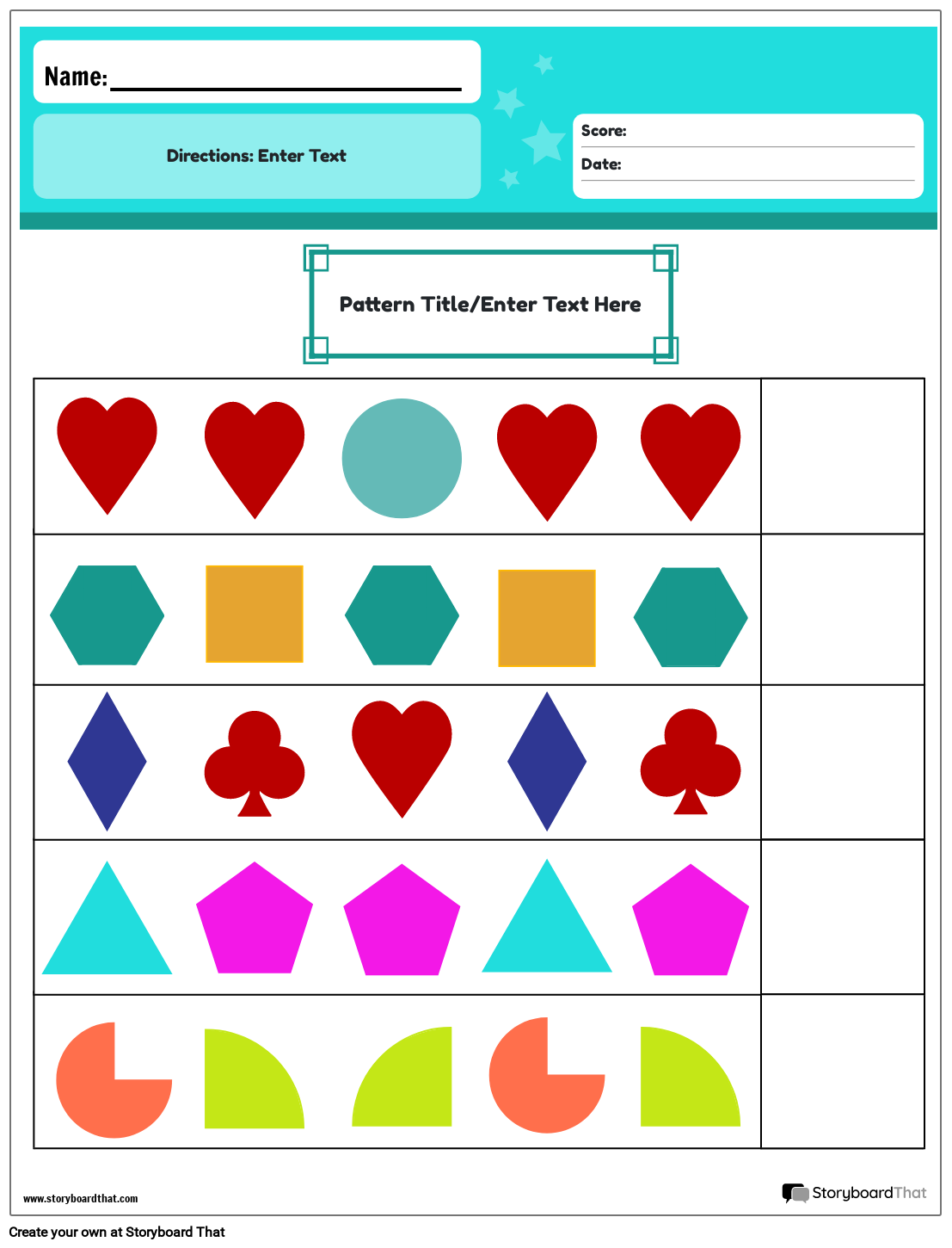 Pattern Worksheets Free Printables By Storyboard That