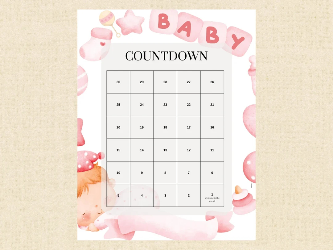 Pregnancy Countdown Calendar Instant Download Printable PDF Etsy Pregnancy Countdown Calendar Instant Download Printable PDF Etsy
