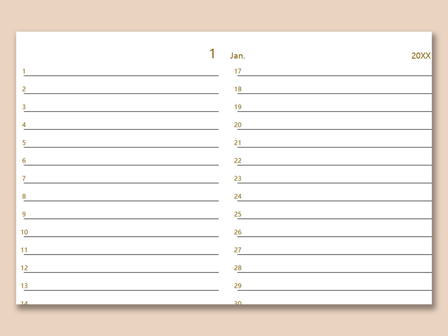 Printable 12 Month Calendar