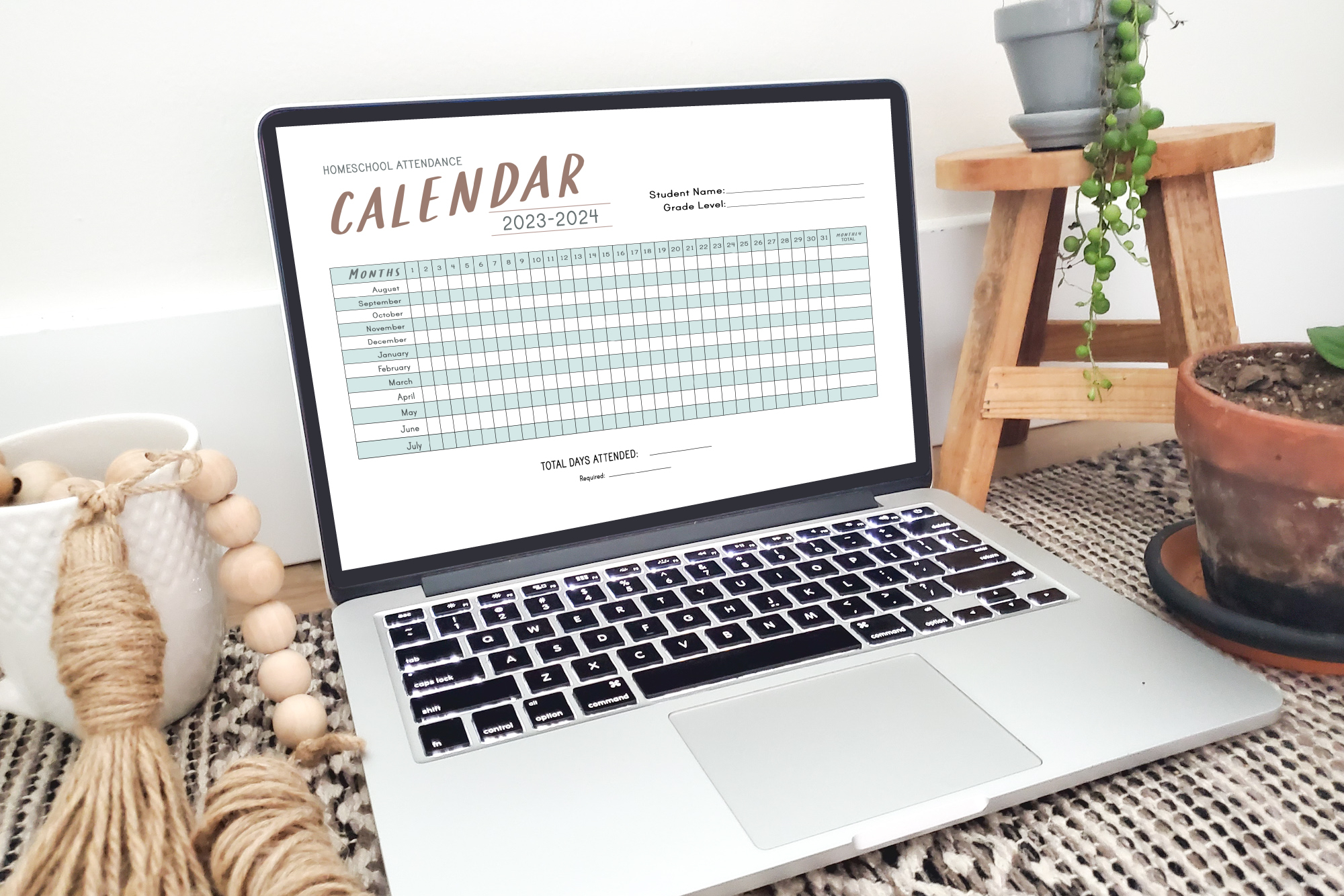 Printable 2024 2025 Attendance Calendar Keep Your Homeschool Organized By The Learning Erb