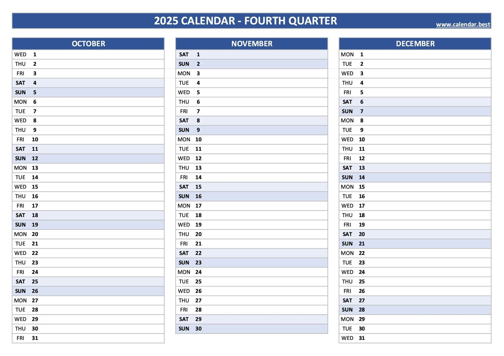 Printable Calendar October November 2025