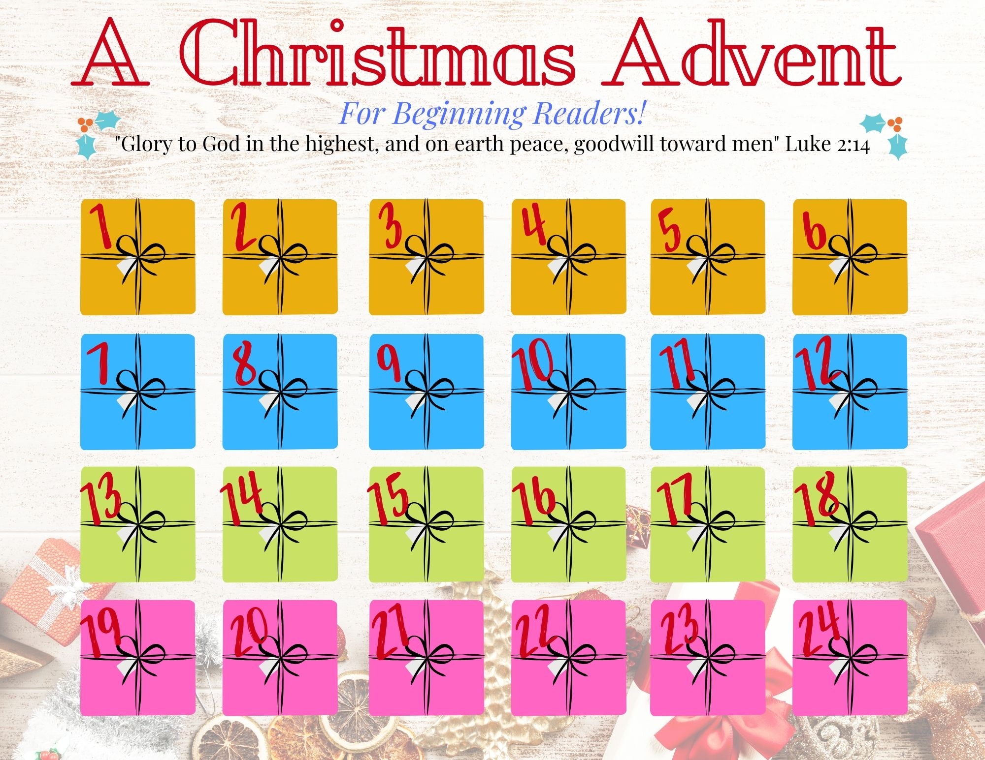 Printable Advent Calendar 2025 Easy Scripture filled Super Cute MyThreeReaders