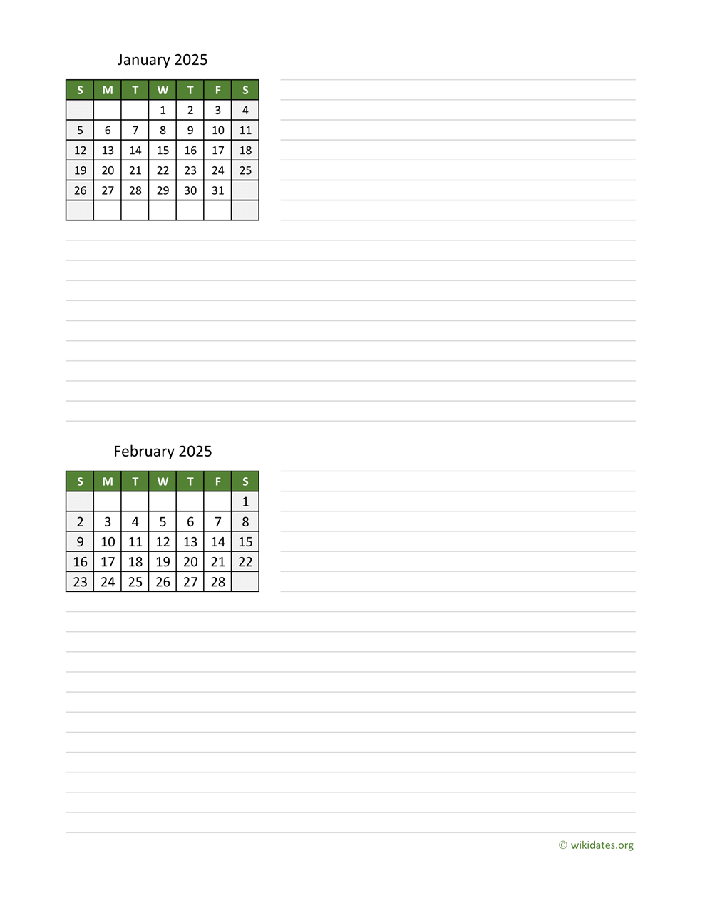 Printable Bi Monthly 2025 Calendar WikiDates