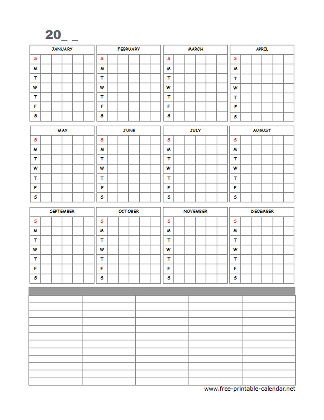 Free Printable Generic Blank Calendar Free Printable Generic Blank Calendar