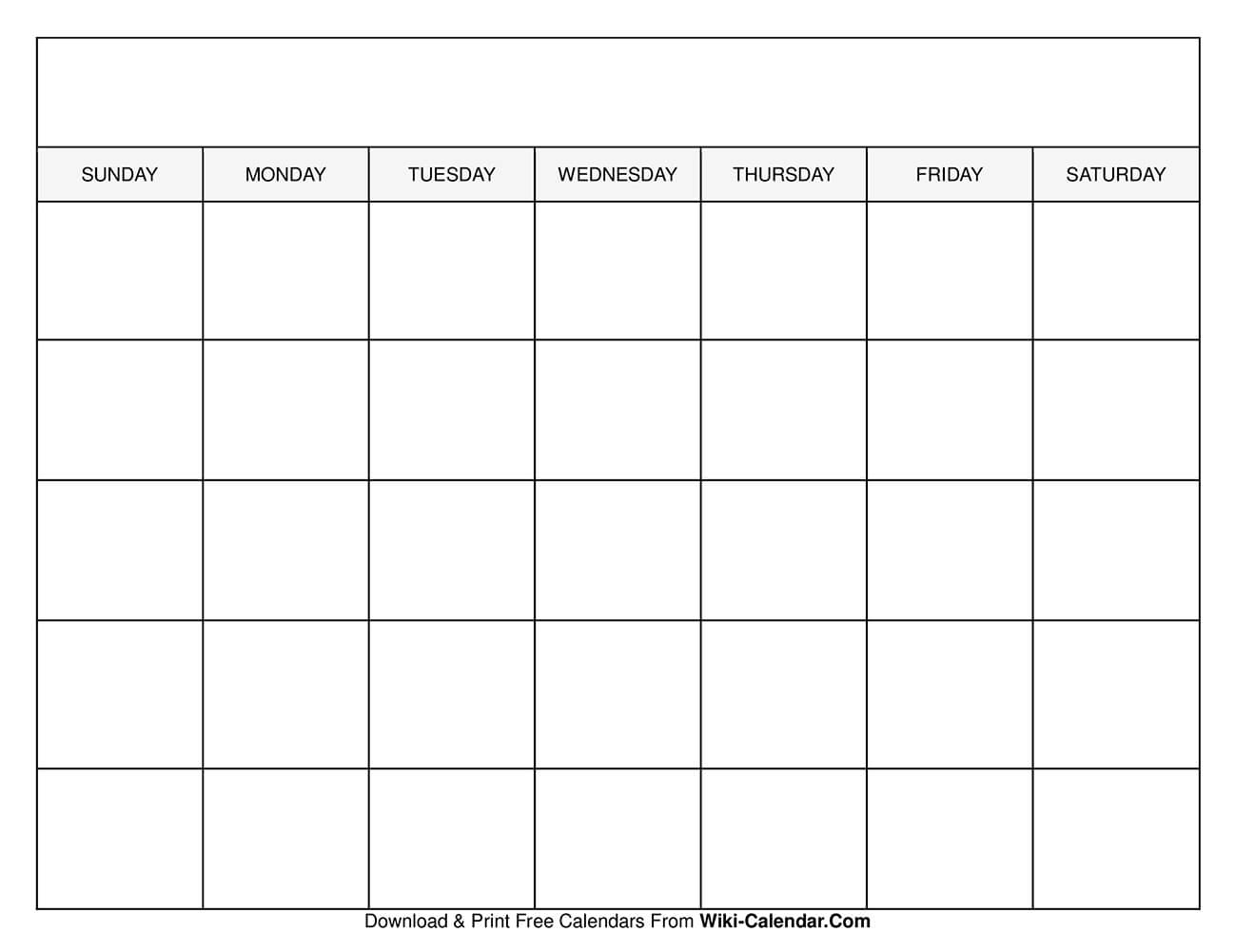 Printable Blank Calendar Templates Wiki Calendar