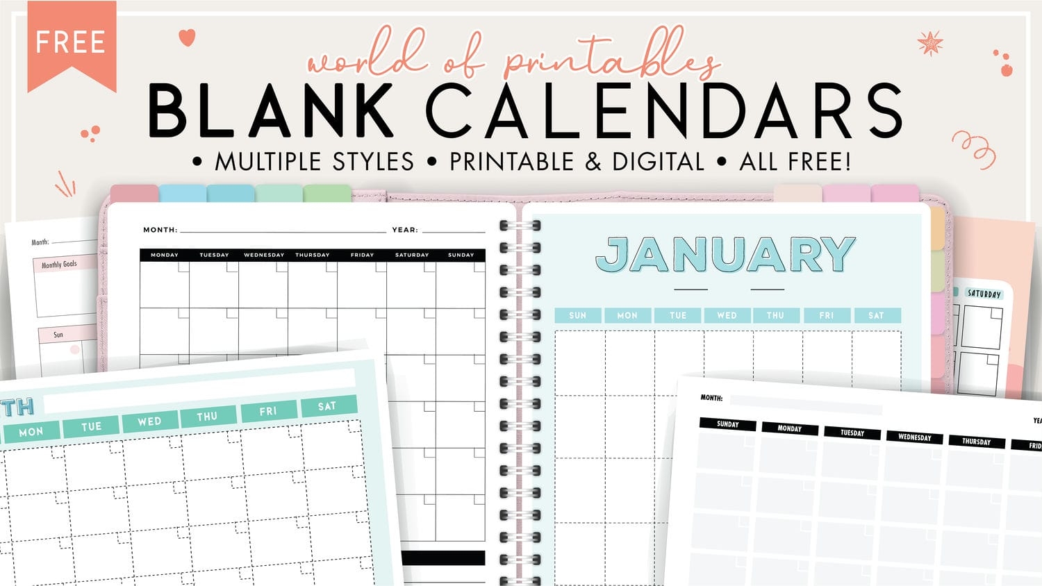 Printable Free Blank Monthly Calendars For 2025