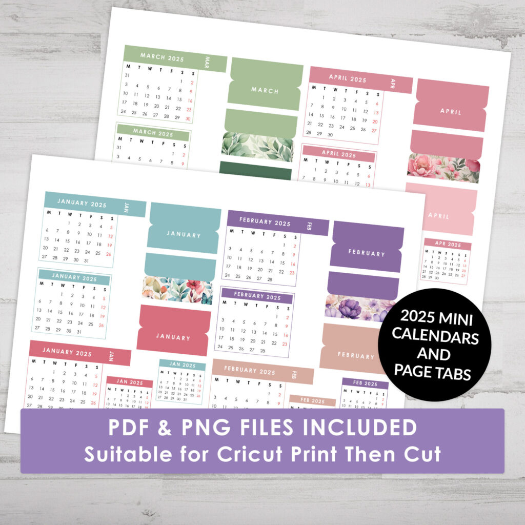 Mini Calendar 2025 Free Printable