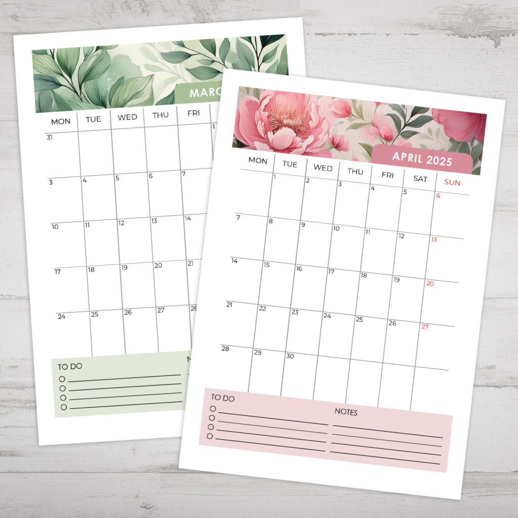 Printable Calendars 2025 Watercolor Floral Space And Quiet Printable Calendars 2025 Watercolor Floral Space And Quiet