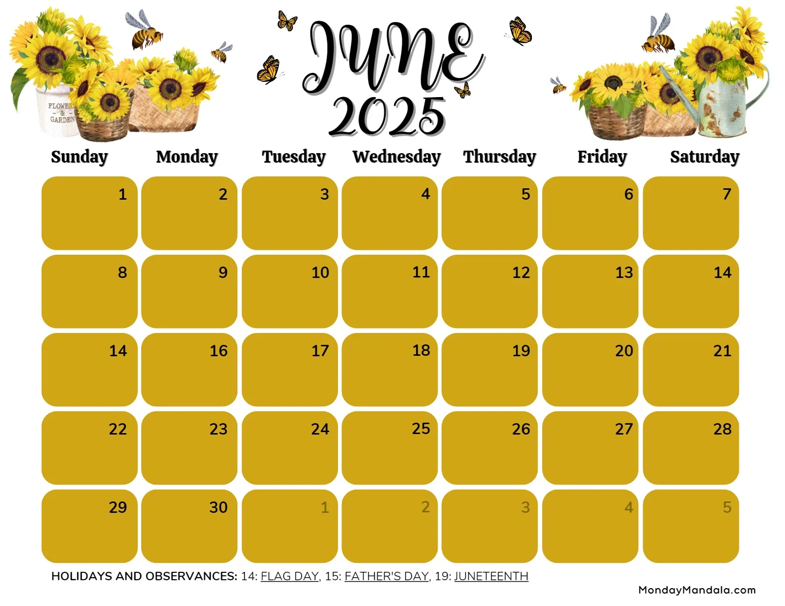 2025 Calendar Printable Template Free