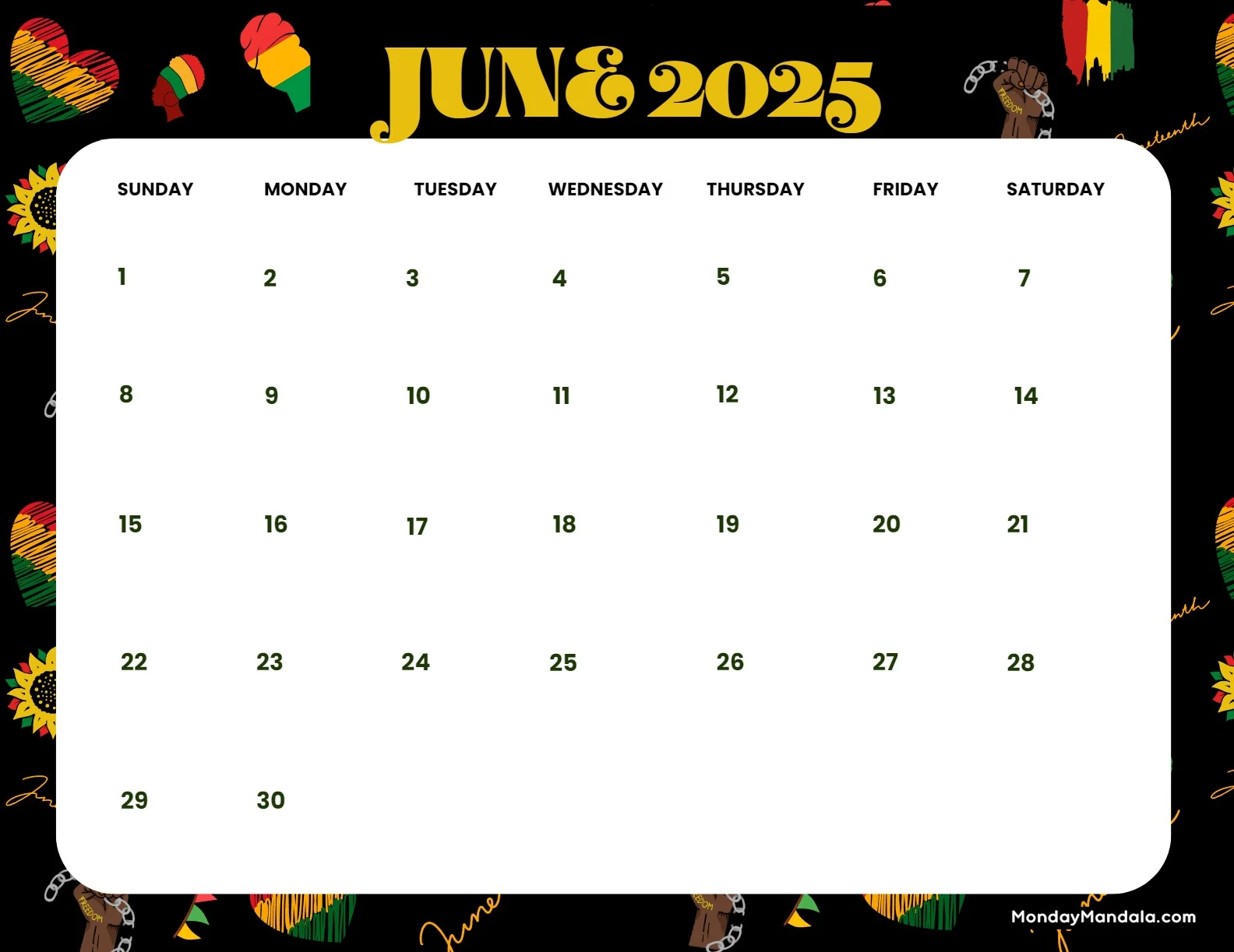 Printable Horizontal Calendar 2025