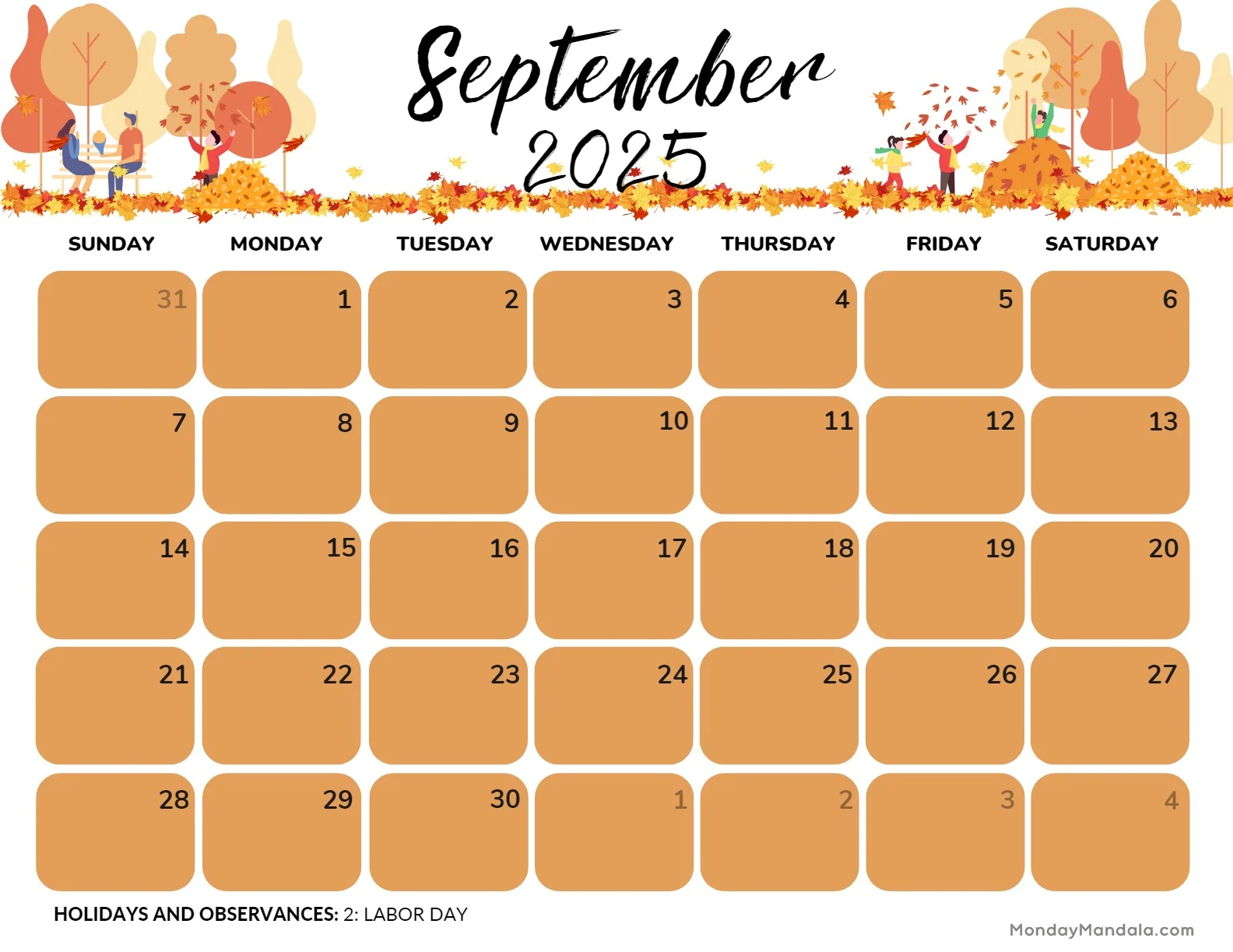 Free Printable Sept 2025 Calendar