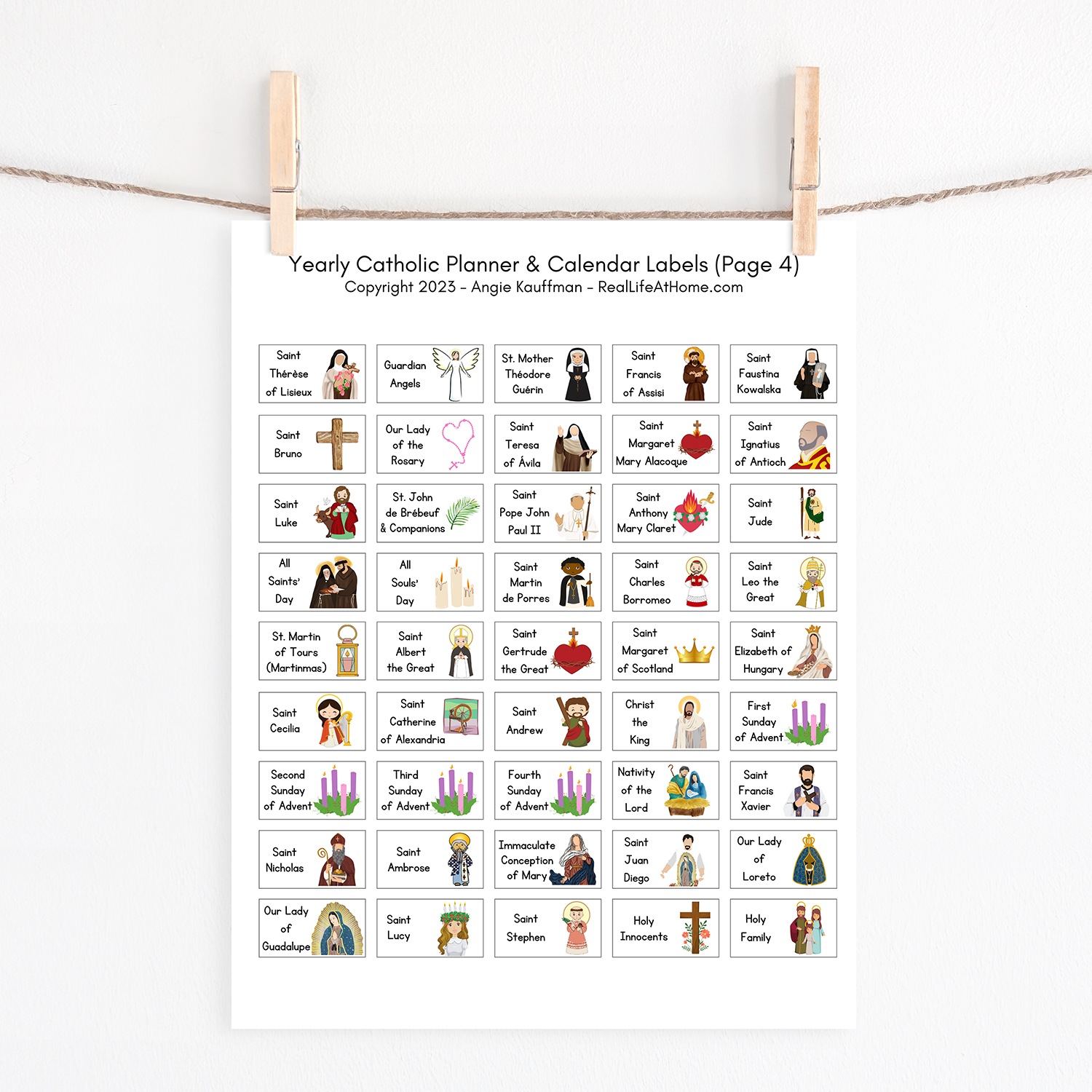 Printable Catholic Planner Stickers Or Calendar Labels