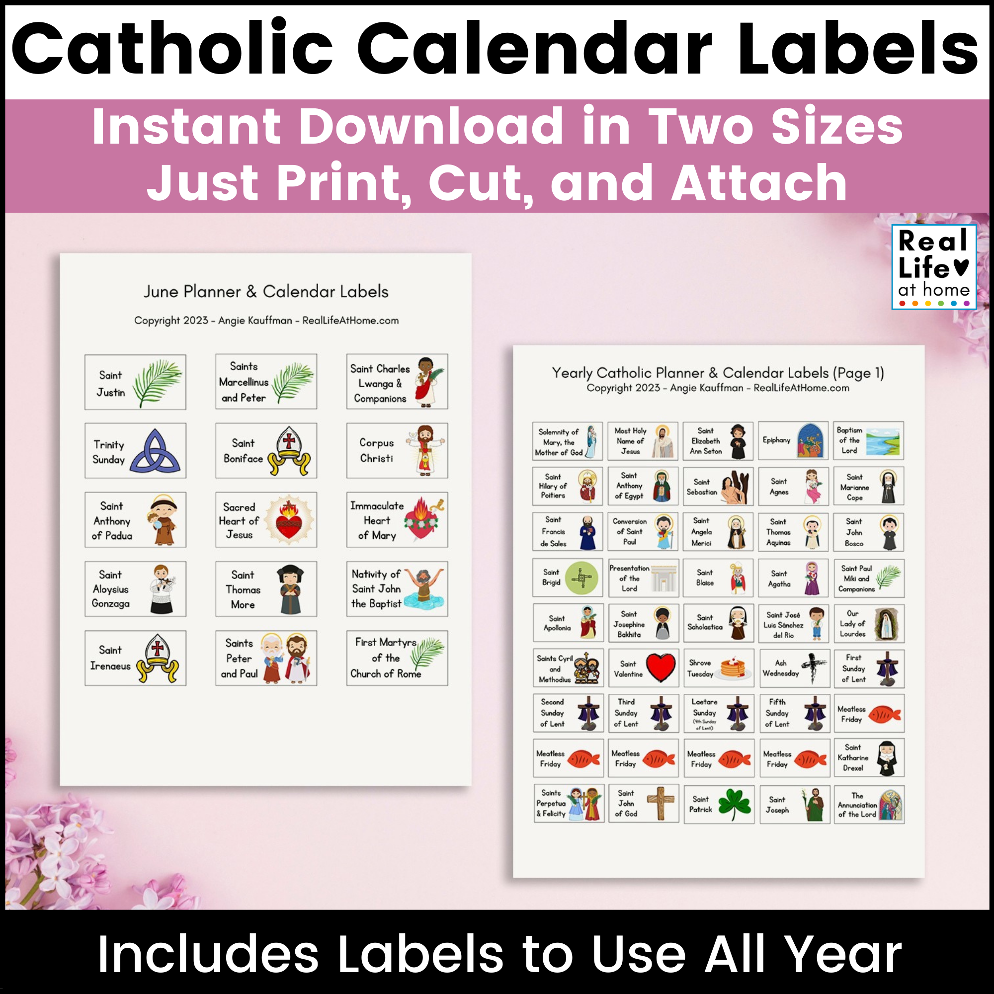 Printable Catholic Planner Stickers Or Calendar Labels