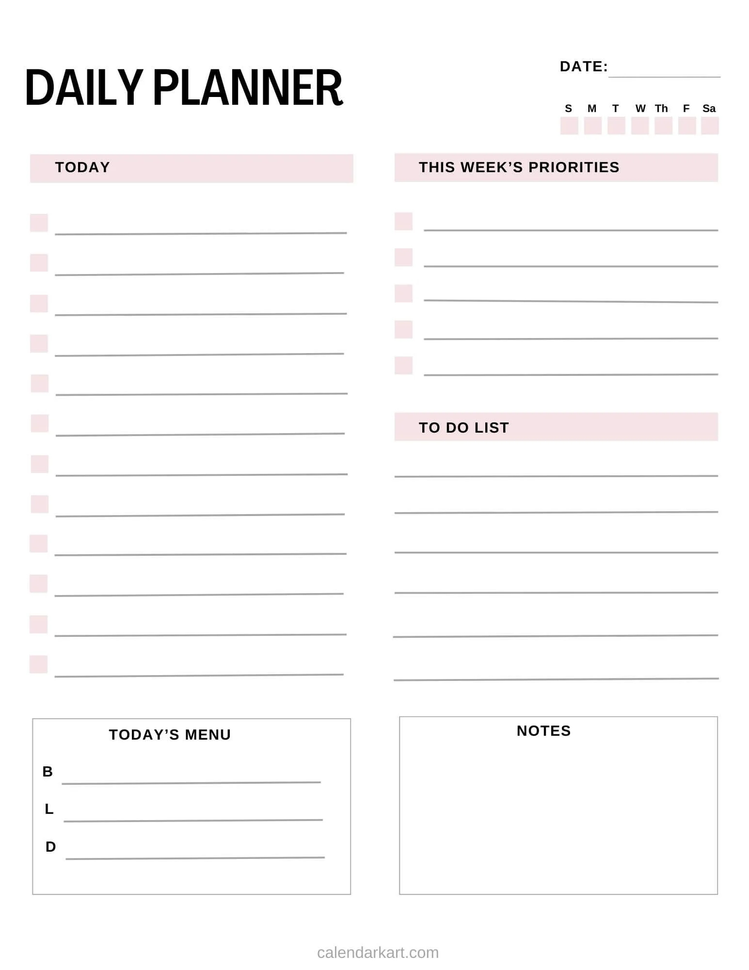 Daily Calendar Printable Pdf