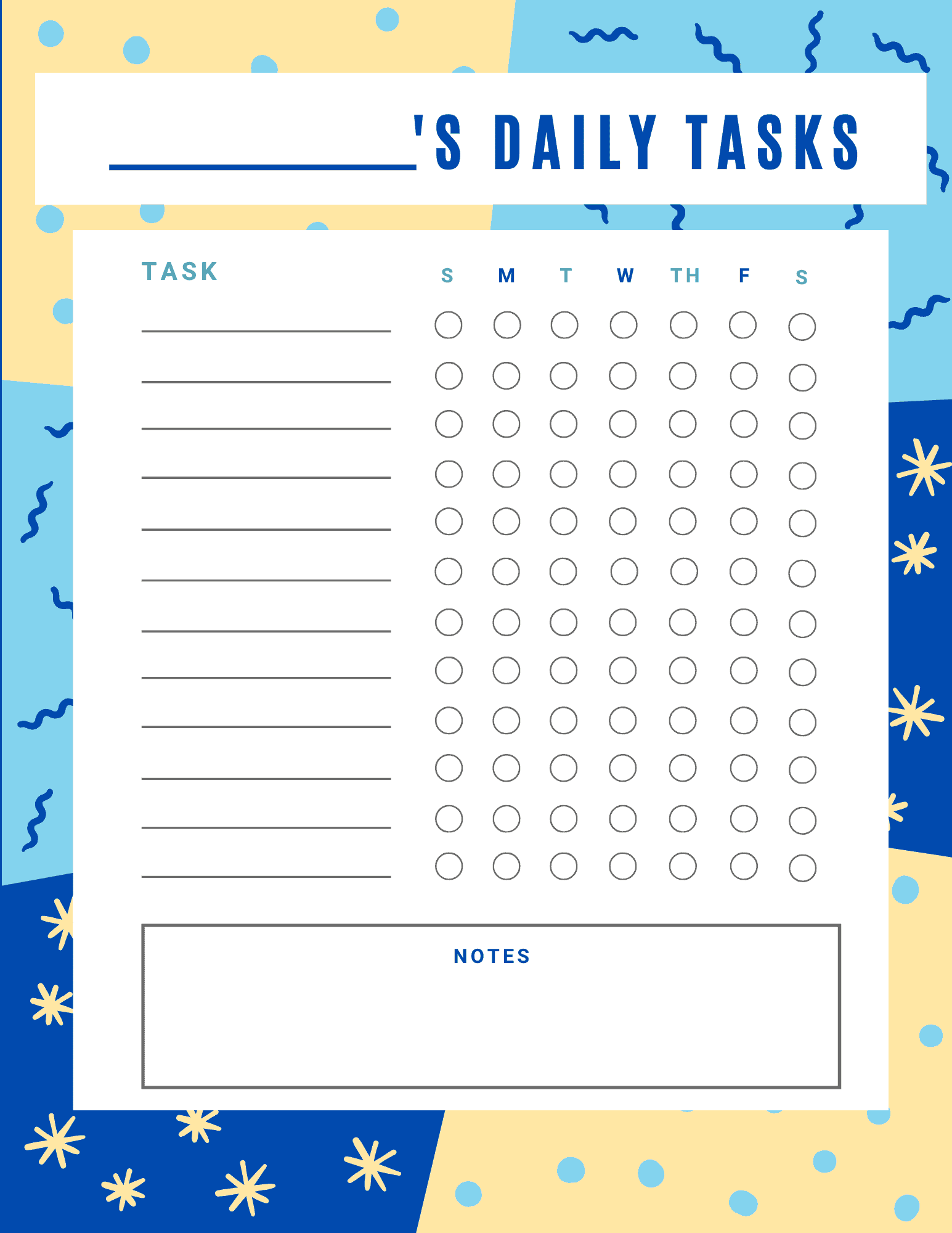 Daily Task Calendar Printable
