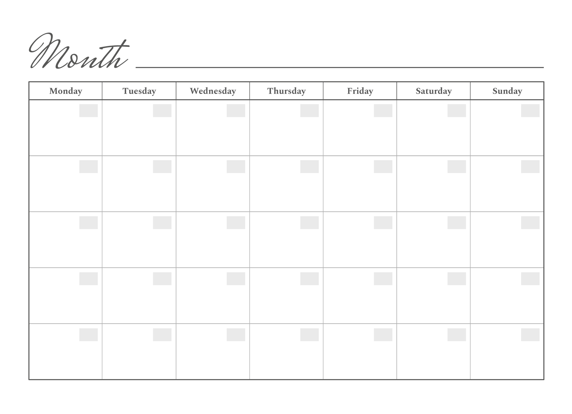 Free Printable Monthly Calendars Free Printable Monthly Calendars