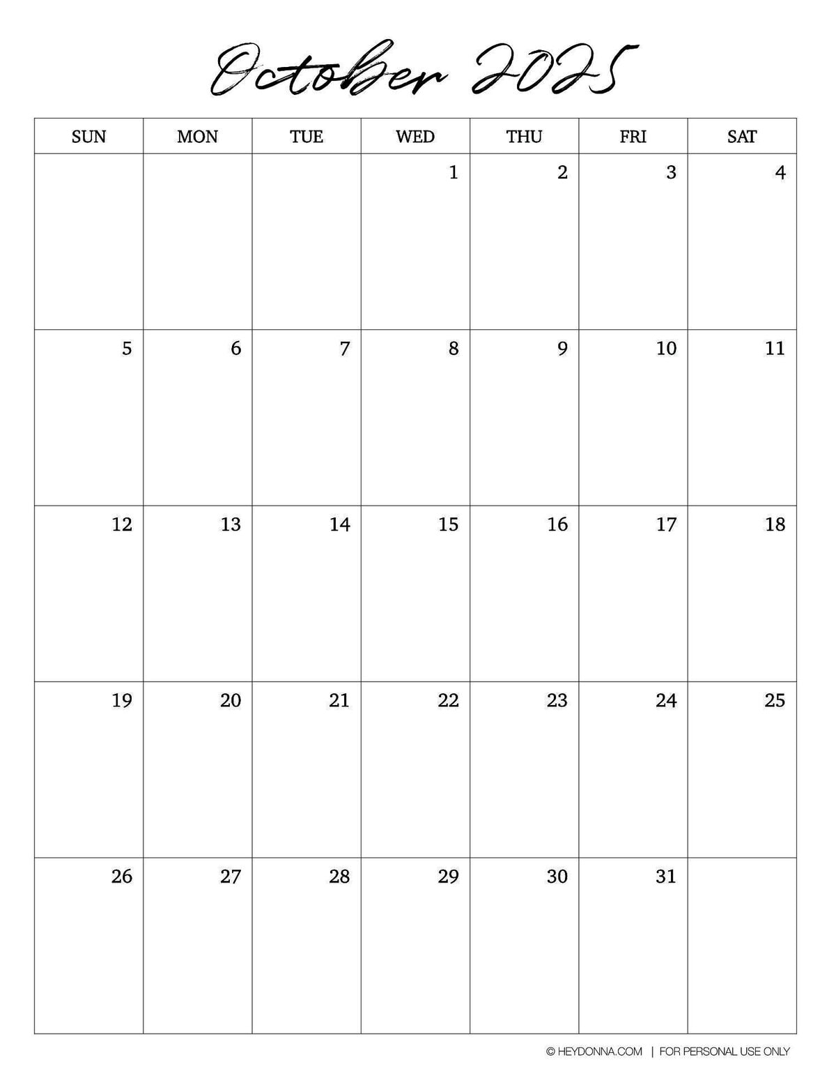 Printable October 2025 Disney Calendar