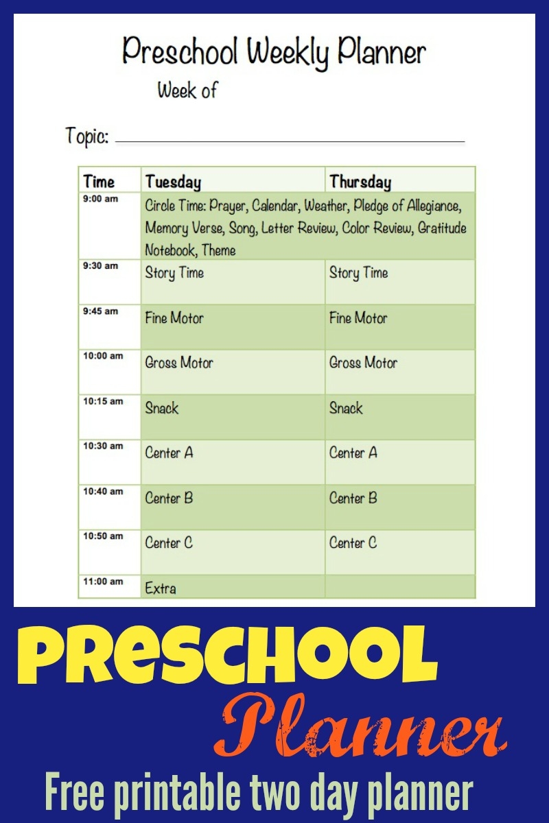 Printable Preschool Curriculum Calendar