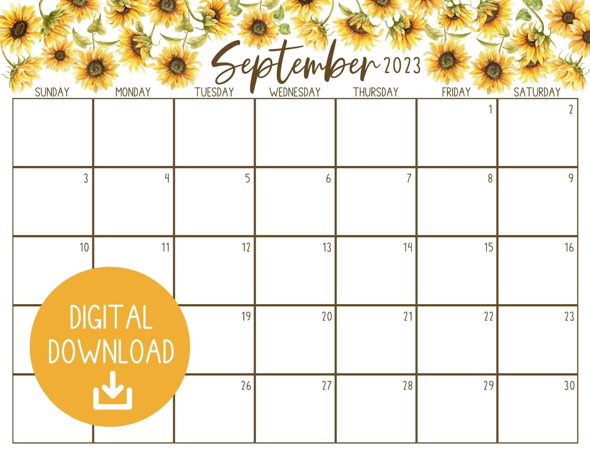 Printable September 2023 Calendar Etsy Printable September 2023 Calendar Etsy