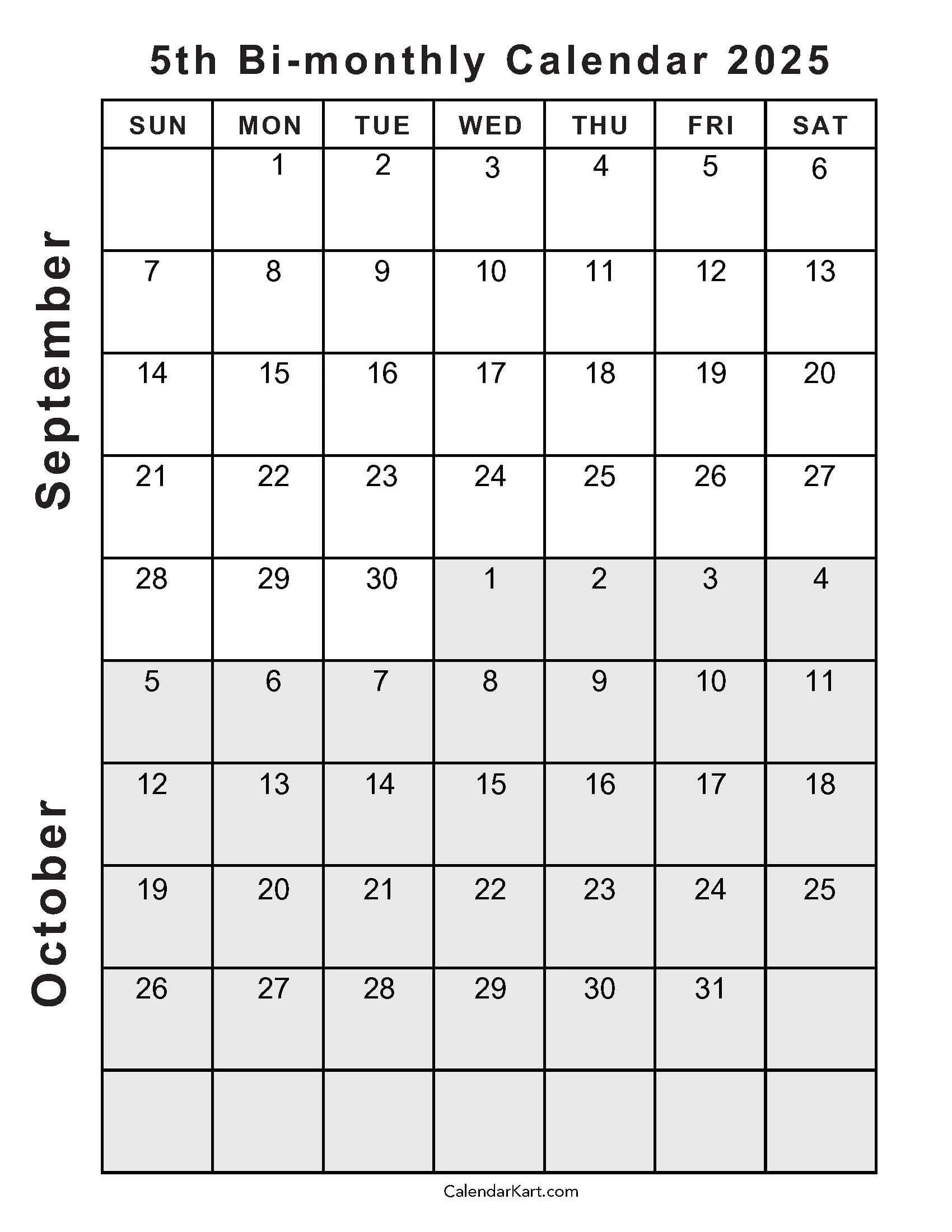 Full Page Printable October 2025 Calendar