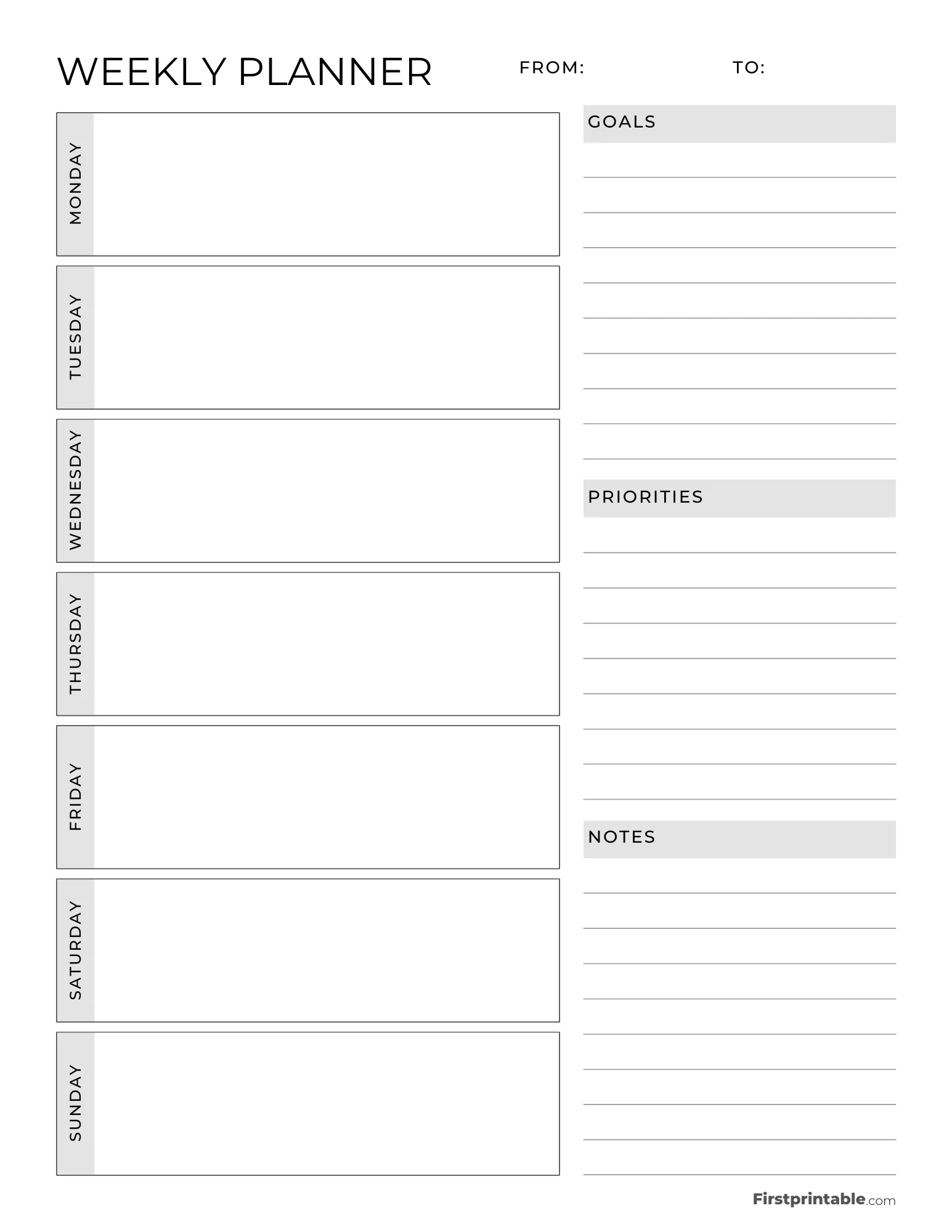 Printable Weekly Calendar Planner Free Templates
