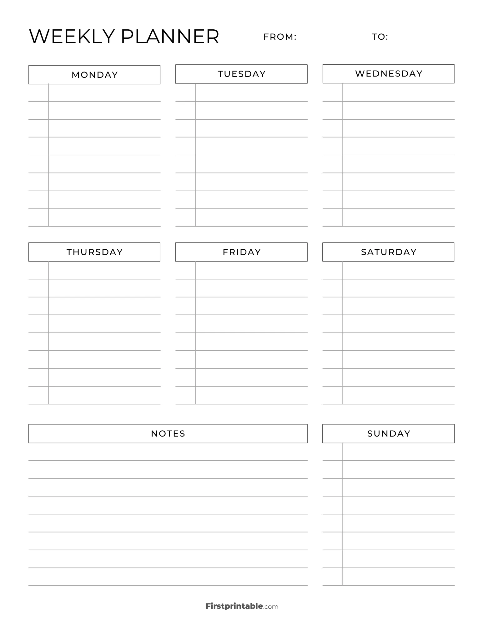 Blank Calendar Template Free Printable