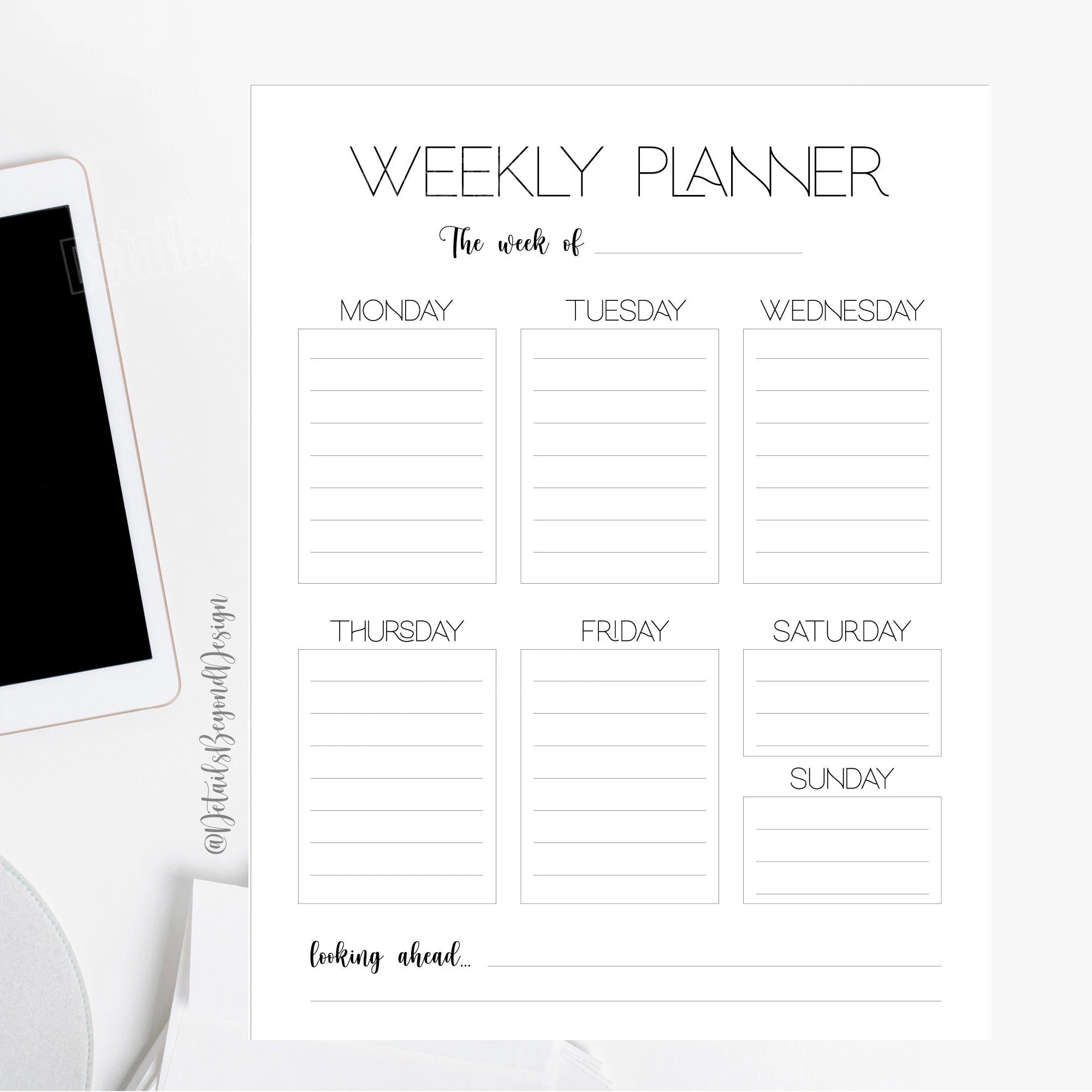 Printable Weekly Schedule Blank Schedule Weekly Calendar Pdf And JPEG Digital File 8 5 x11 And 11x14 Weekly Planner Instant Download Etsy