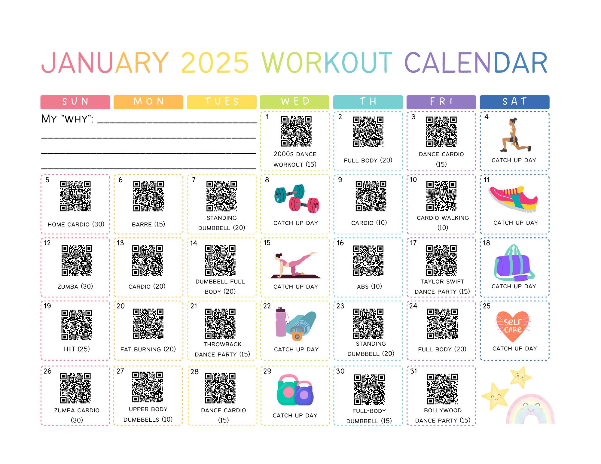 Printable Calendars For Workout 2025 And 2026