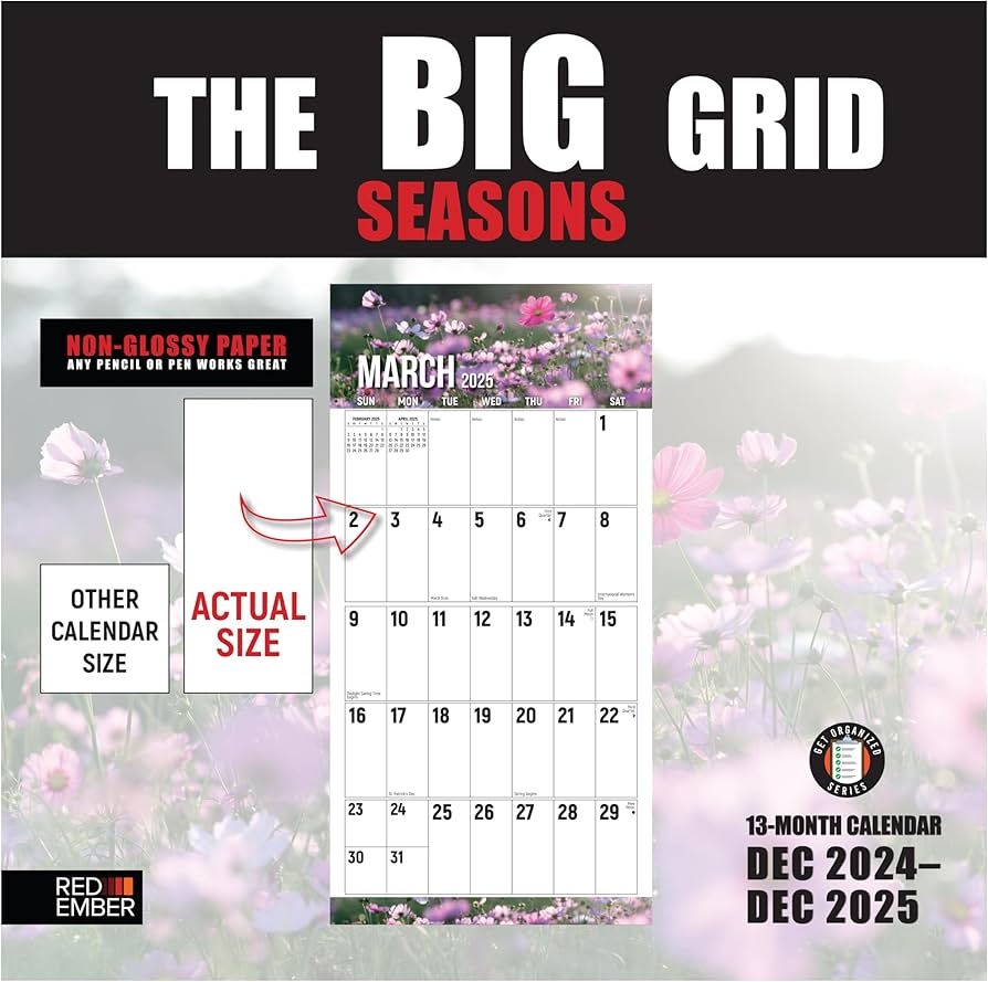 RED EMBER The Big Grid Jumbo Large Print 2025 Monthly Wall Calendar Hanging Seasons In Nature 12 X 24 Open Amazon de Stationery Office Supplies