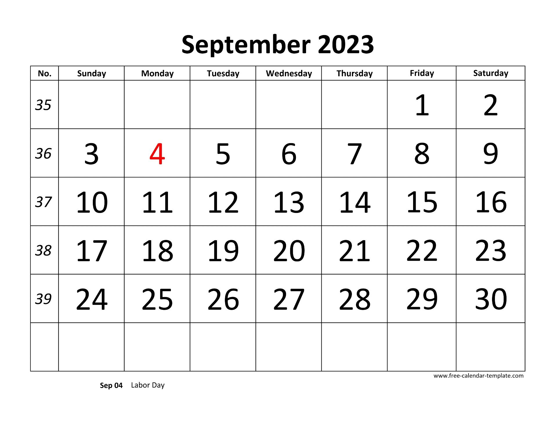 September 2023 Free Calendar Tempplate Free calendar template