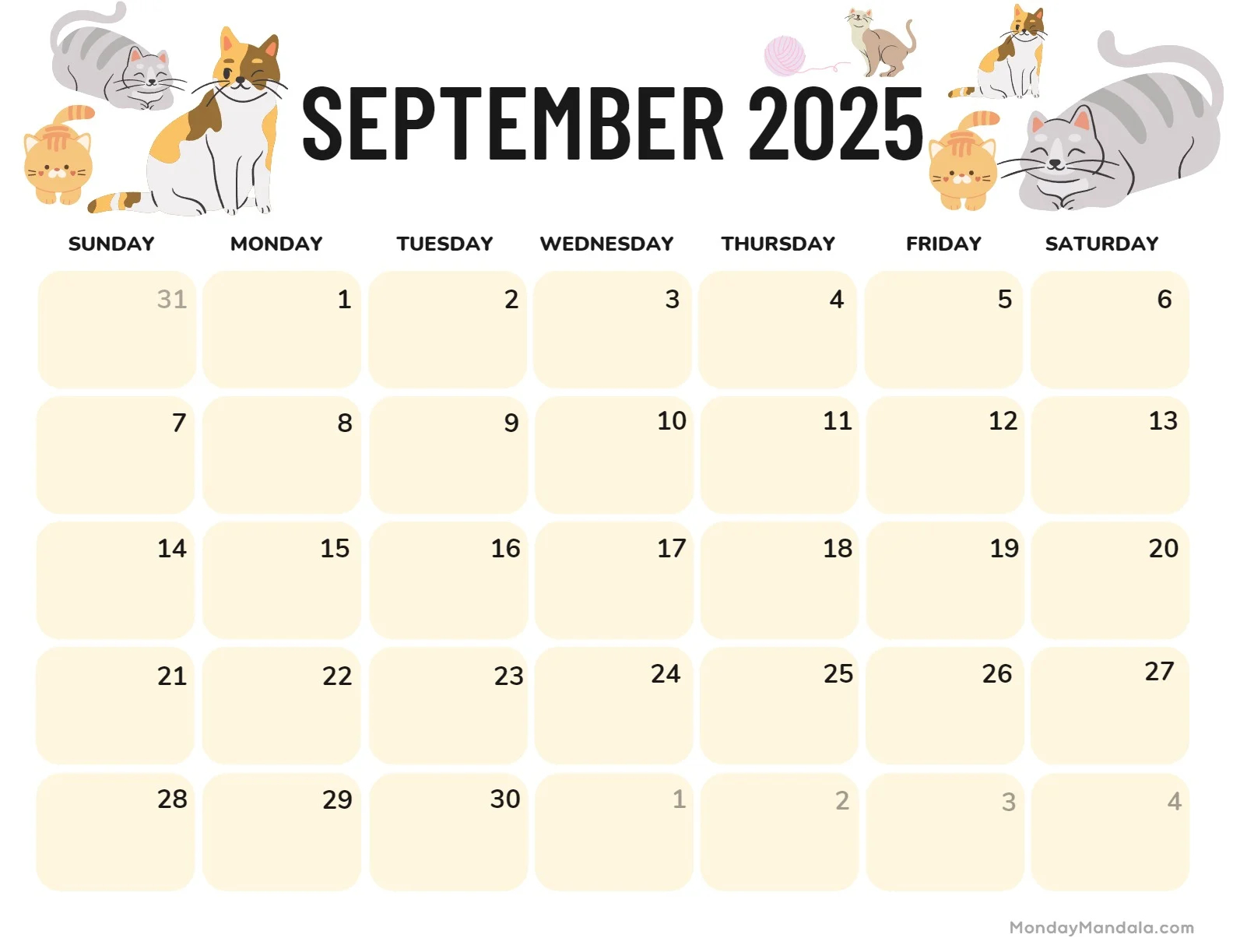 September 2025 Calendar 52 Free PDF Printables 