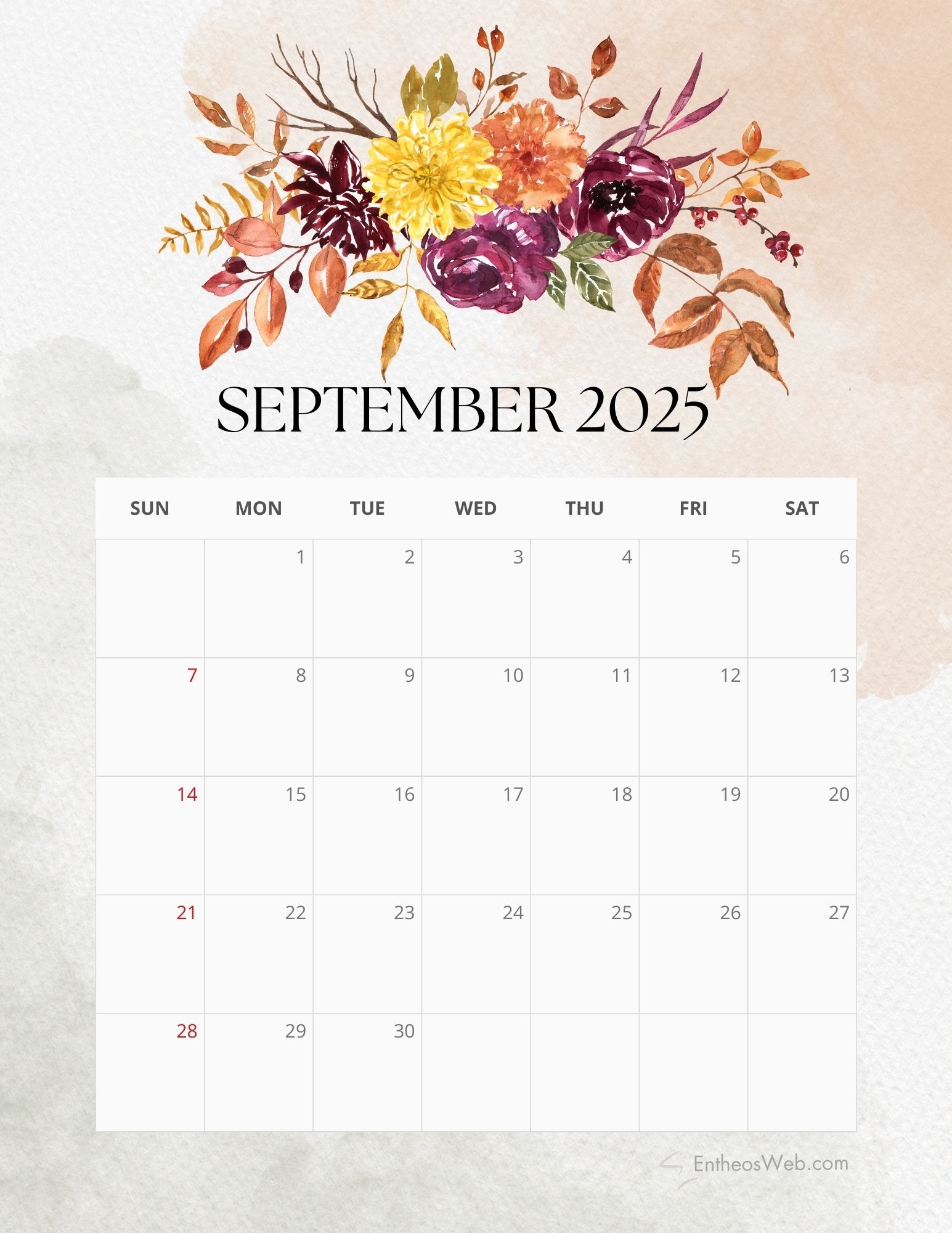 September 2025 Calendar Printables EntheosWeb