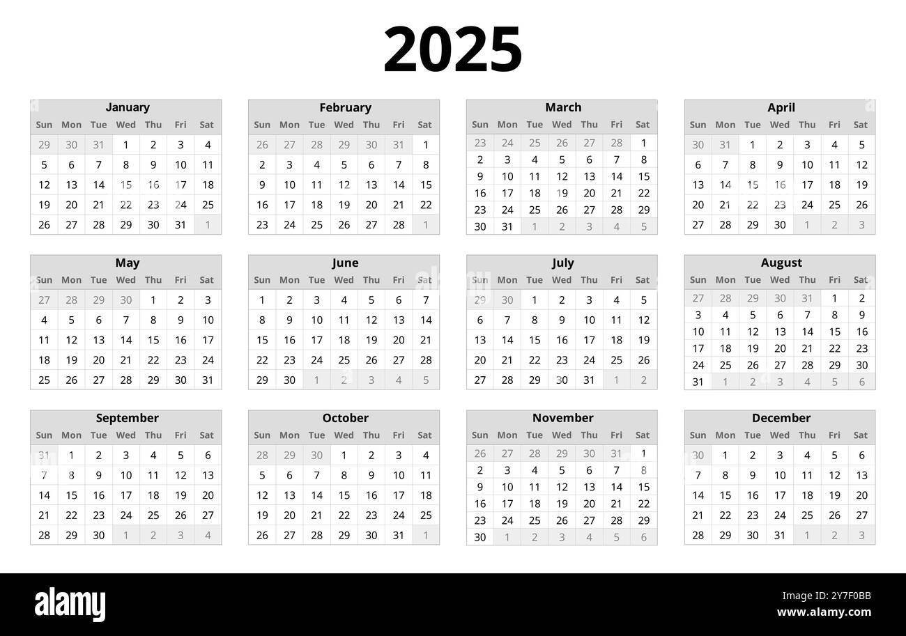 Simple 2025 Year Calendar Week Cut Out Stock Images Pictures Page 3 Alamy