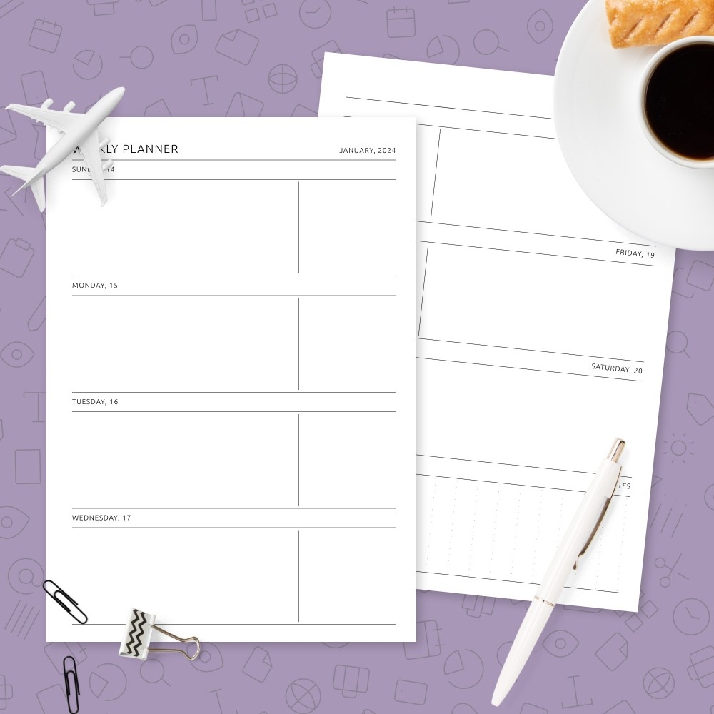 Weekly Calendar Template Free Printable