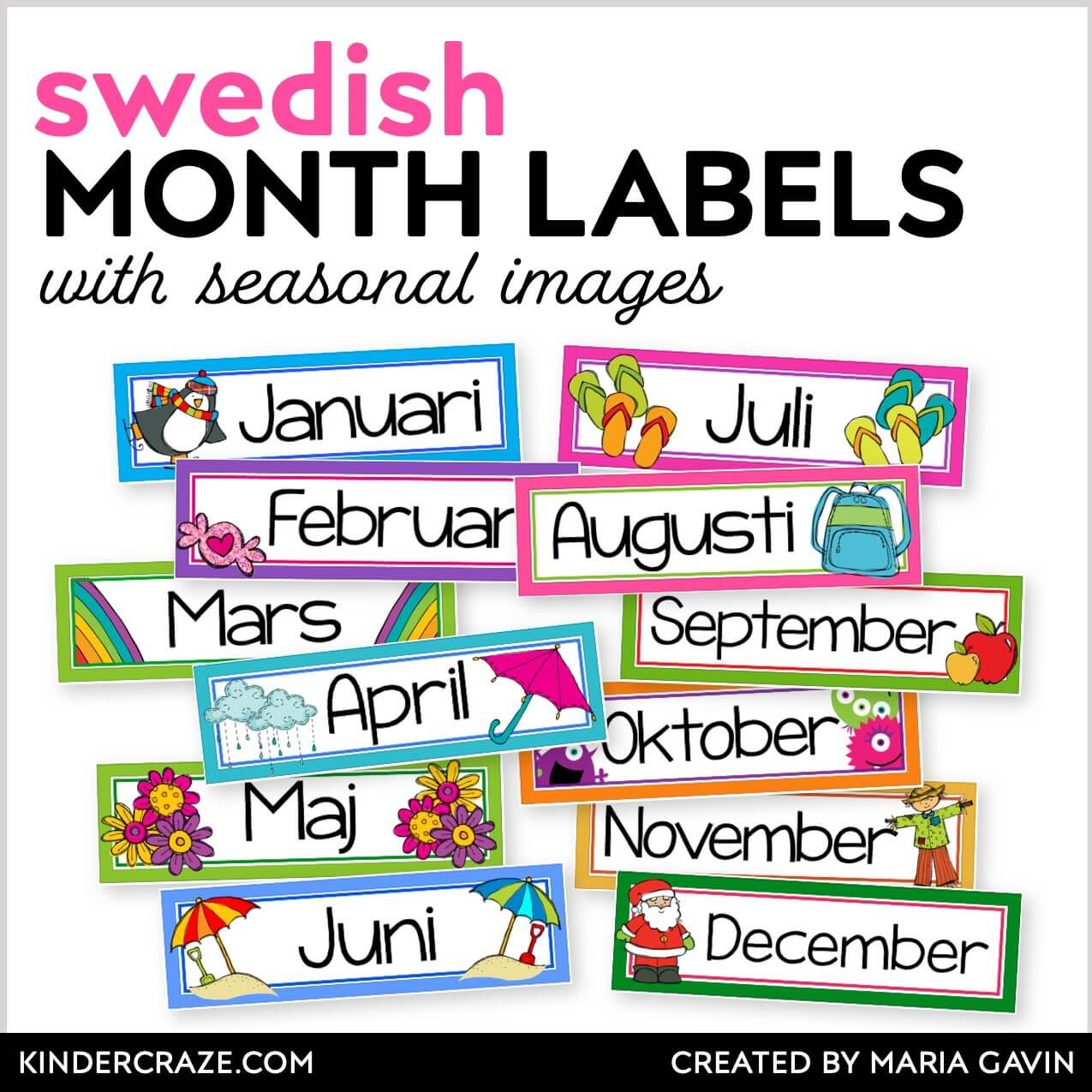 Swedish Language Calendar Month Labels Kinder Craze
