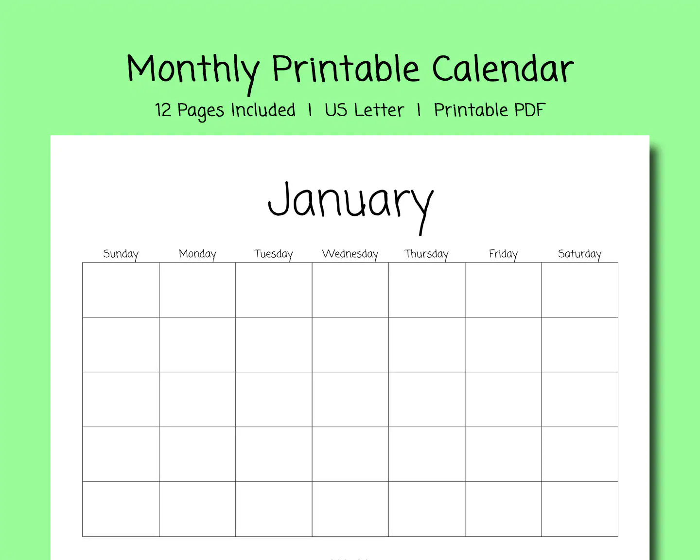Teacher Monthly Printable Calendar Blank Calendar 12 Month Calendar US Letter 8 5 X 11 Inches Horizontal Calendar Instant Download Etsy Teacher Monthly Printable Calendar Blank Calendar 12 Month Calendar US Letter 8 5 X 11 Inches Horizontal Calendar Instant Download Etsy