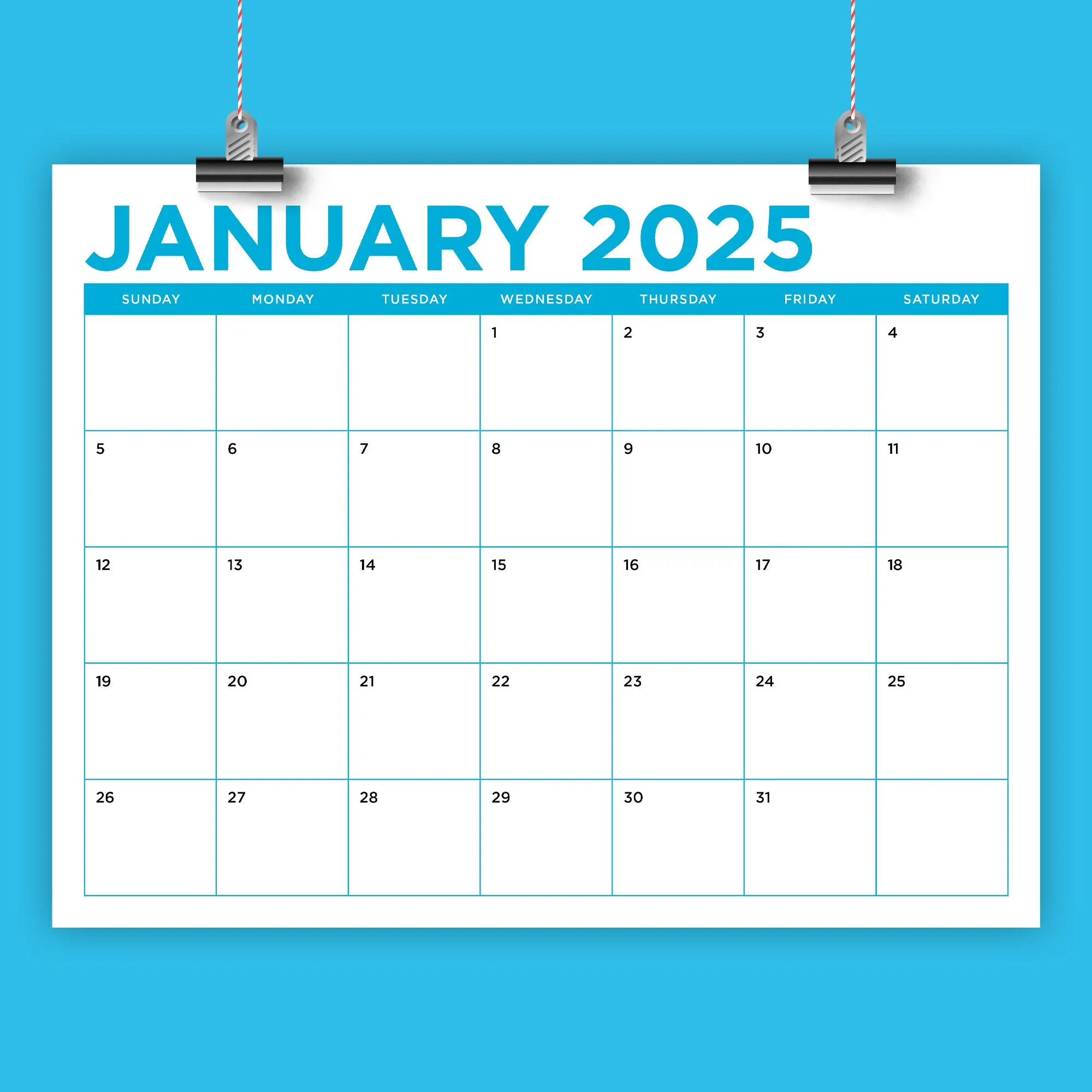 Template Calendar Large Boxes Etsy